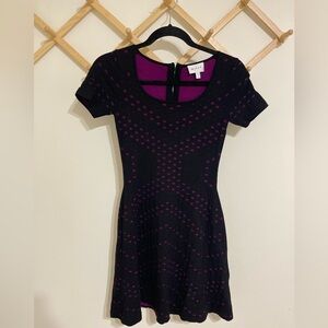 Milly Pointelle Jacquard black / purple dress 14/16
